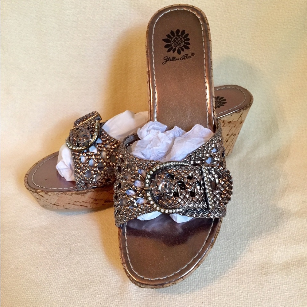 Yellow Box Wedge Sandals